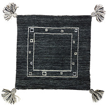 [40×40] 手織り手法特有の繊細な仕上がり ギャッベ チェアパッド ブラック