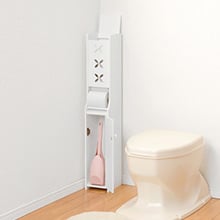 便利に収納できる 清潔感のあるスリムなデザイン トイレラック (ホワイト)