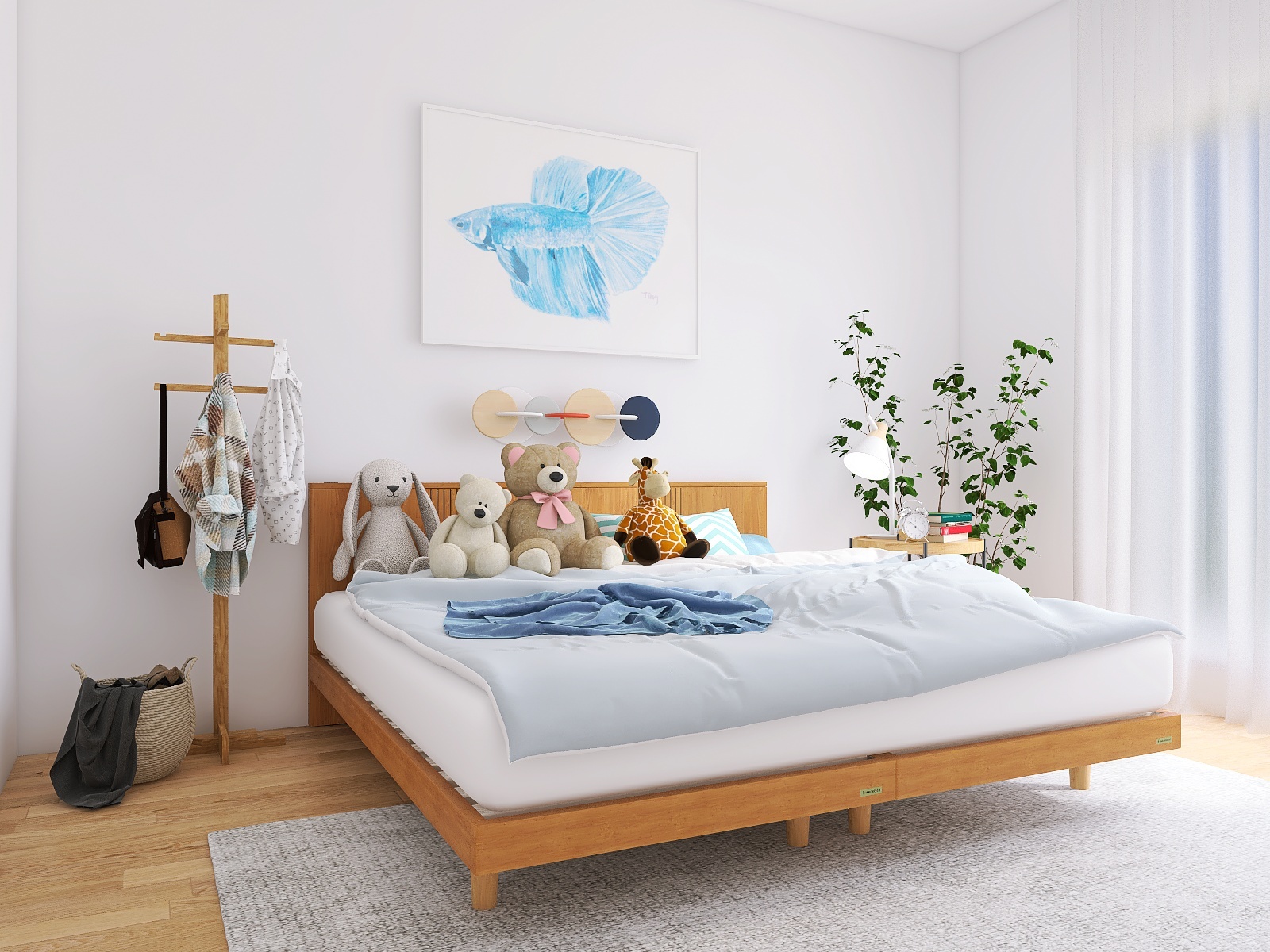 天然木ベッドとブルーが癒し♡子供部屋にぴったりの北欧インテリア カヴァースインテリア