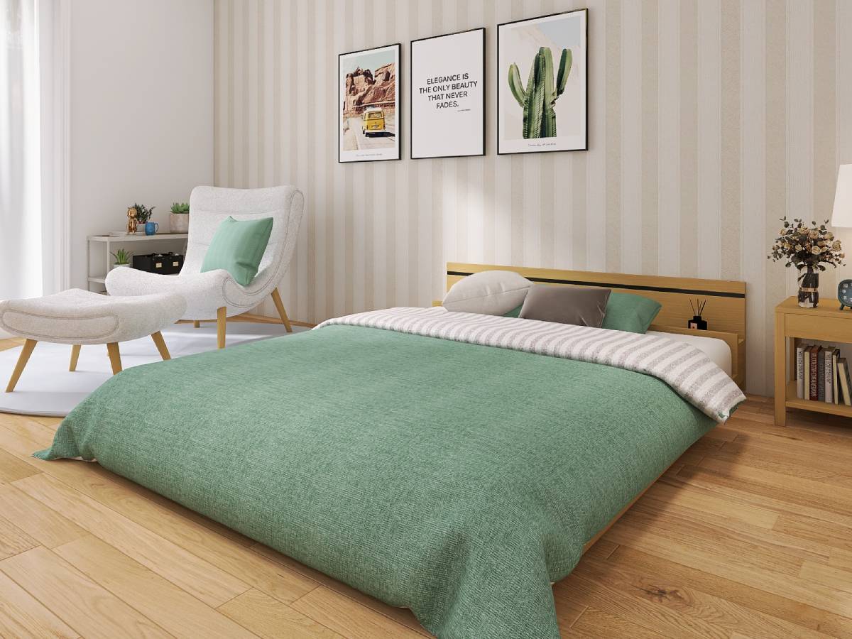 ナチュラルな寝室で迎える爽やかな朝 優しいグリーンが最大の魅力 カヴァースインテリア