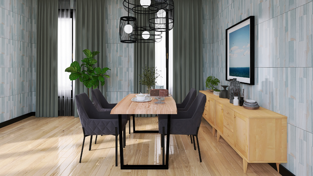 北欧モダンですっきりまとまる12畳のおしゃれなリビングダイニング