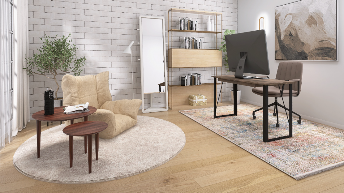 シンプルモダンな8畳書斎】すっきり空間で充実した一人暮らし