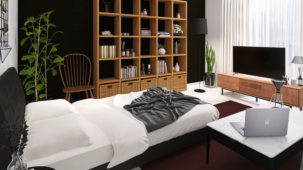 モノトーンとブラウンでつくる】深い眠りを誘うモダンな寝室コーデ