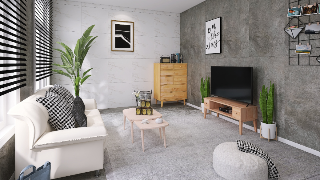 シャープなのにほっこり感も♪グレー×黒のインダストリアル空間