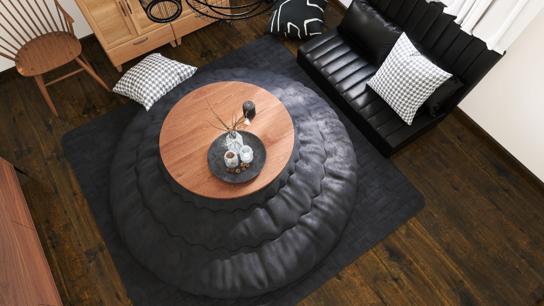 ビターなジャパンディを楽しむ！ブラウン×黒の8畳リビング | カヴァー