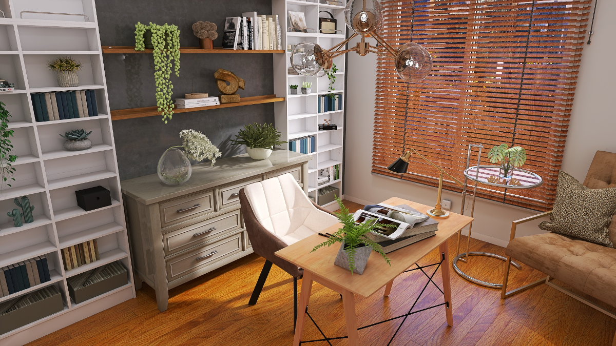 クール×あたたかさ」が魅力♪インダストリアルな一人暮らしの書斎