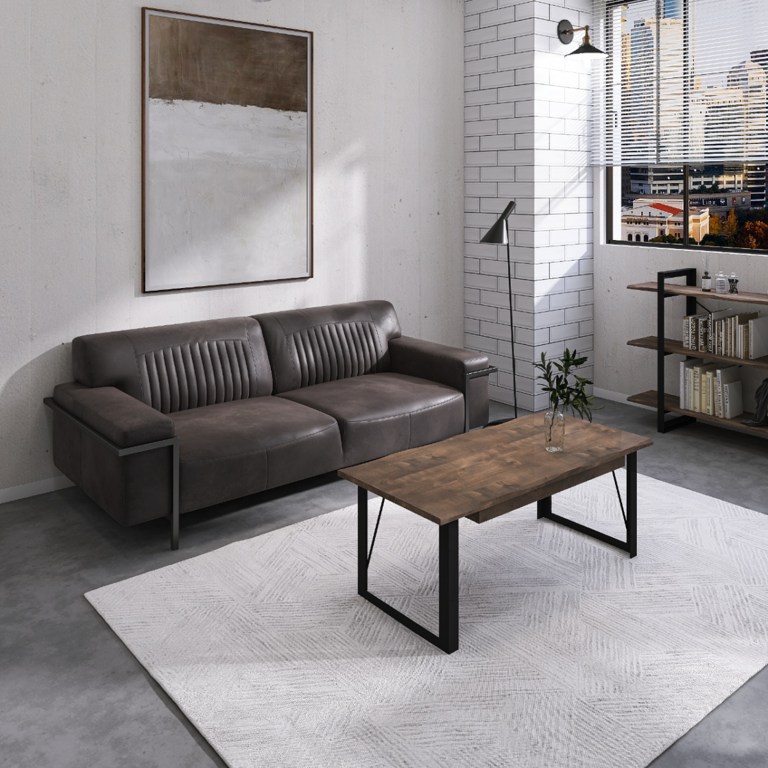 グレーとブラウンで作る！インダストリアルテイストなリビング