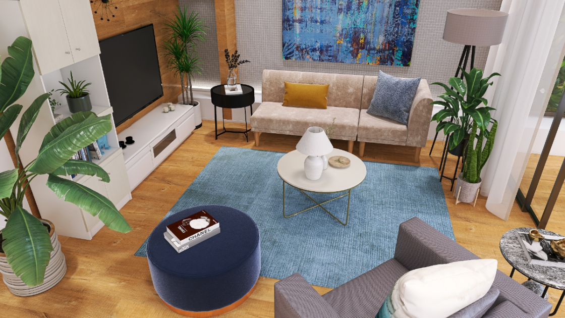 白×青】ナチュラルモダンな雰囲気が漂う14畳リビングダイニング