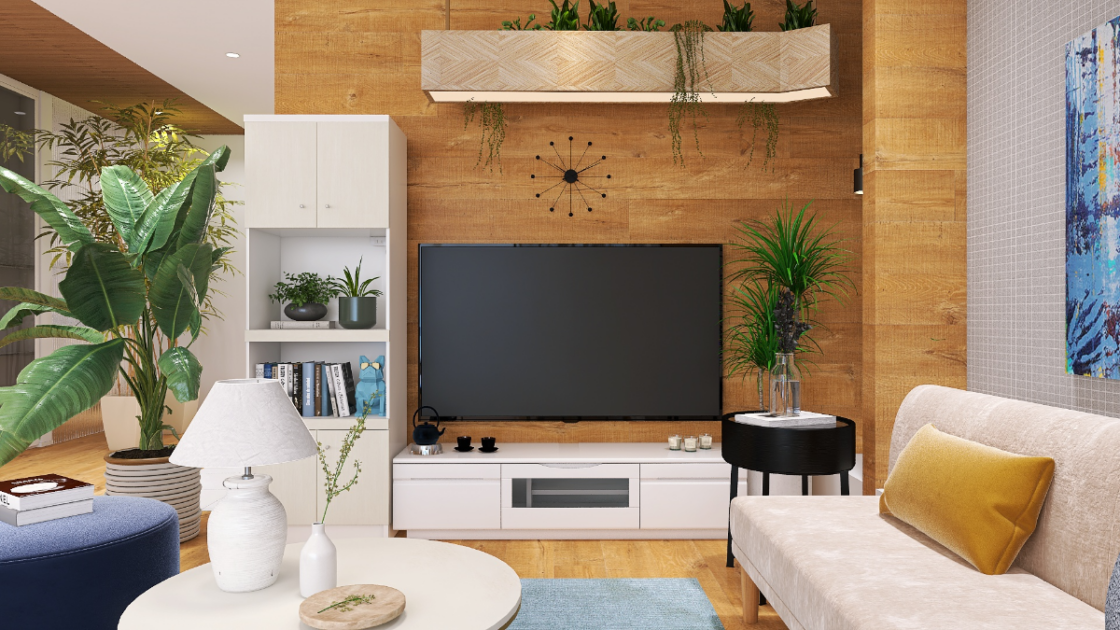 白×青】ナチュラルモダンな雰囲気が漂う14畳リビングダイニング