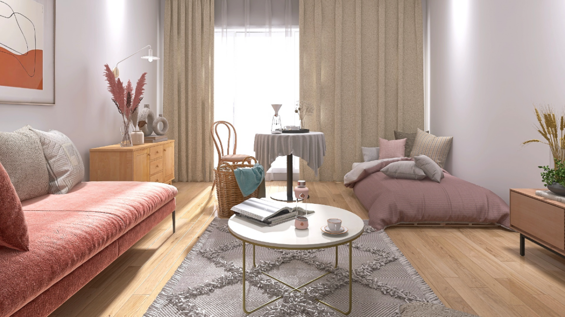 憧れの1人暮らしは「大人かわいい」ピンクのインテリアでスタート