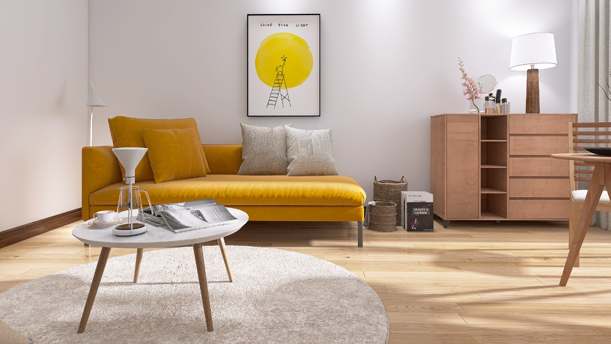 アート89「文学A(ダークイエロー)」 インテリアコーディネート イエローで気分も運気もUP！新しい年のテーマカラーにいかが