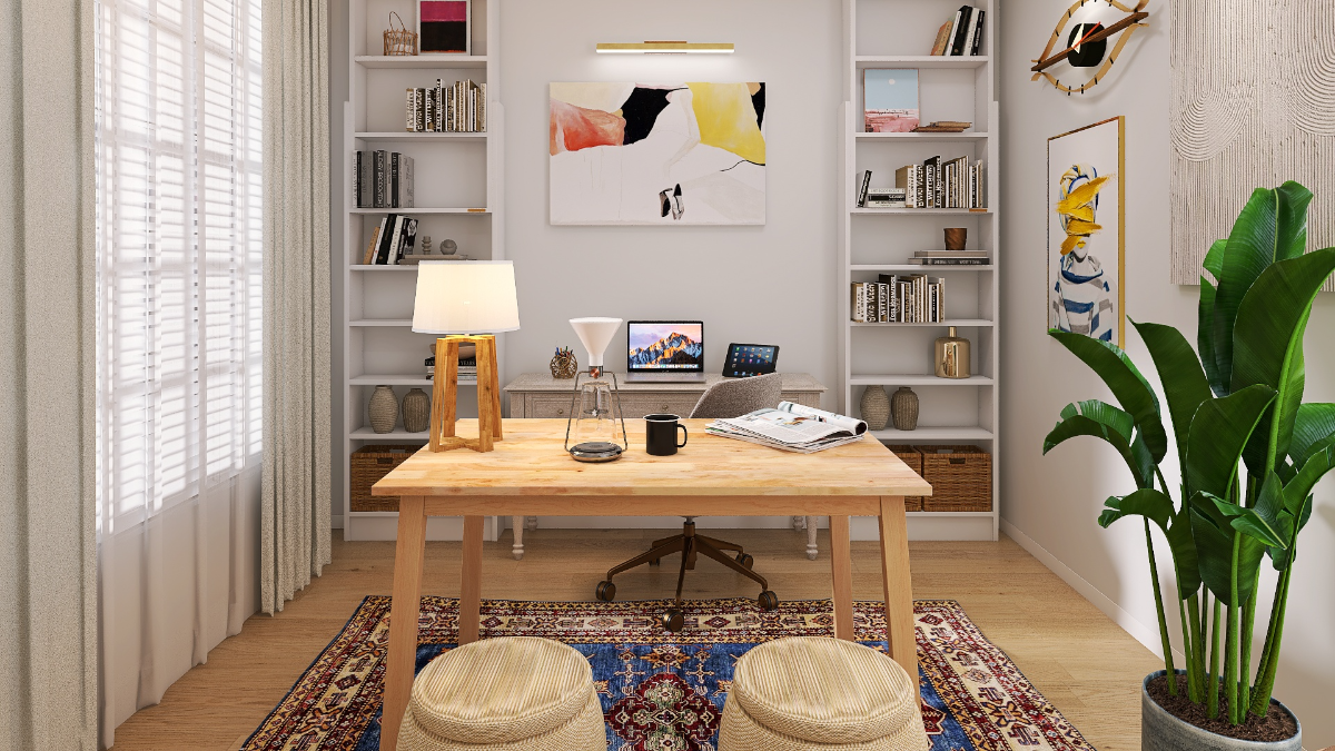 カフェのようにテーブルを囲んで♪家族で使える4.5畳の書斎コーデ