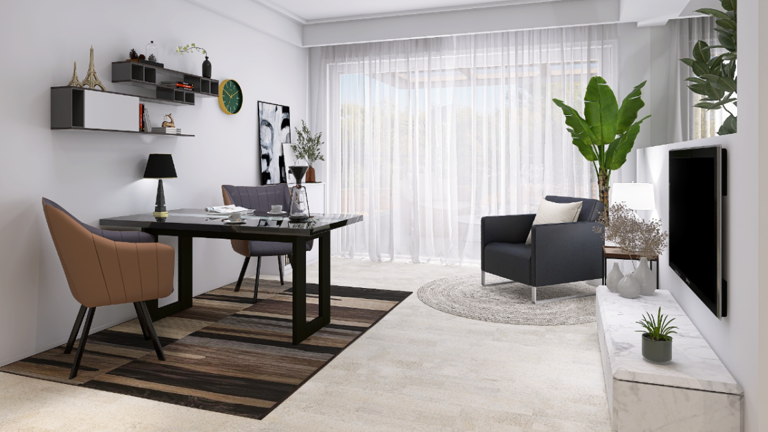 モノトーンの高級感×ブラウンの温もり♡モダンなリビングダイニング