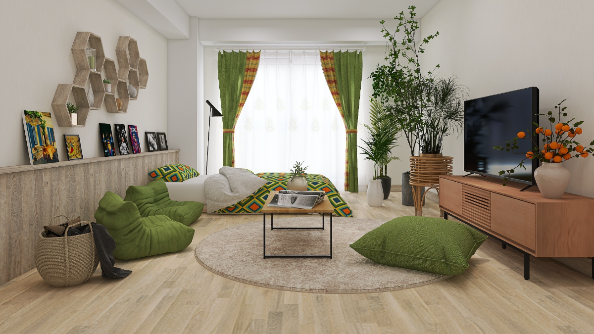 アート71　「ネイチャーS」　インテリアコーディネート ミッドセンチュリー×モダン】アートのようなリビングダイニング