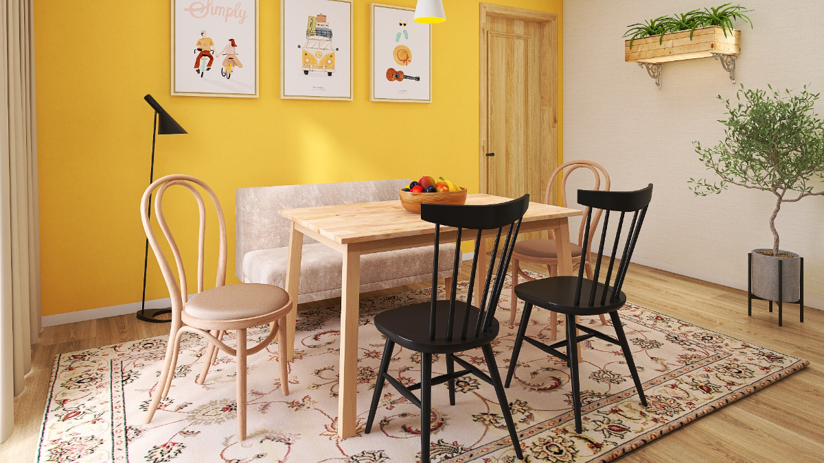 アート193 「文学A(ダークイエロー)」 インテリアコーディネート 黒