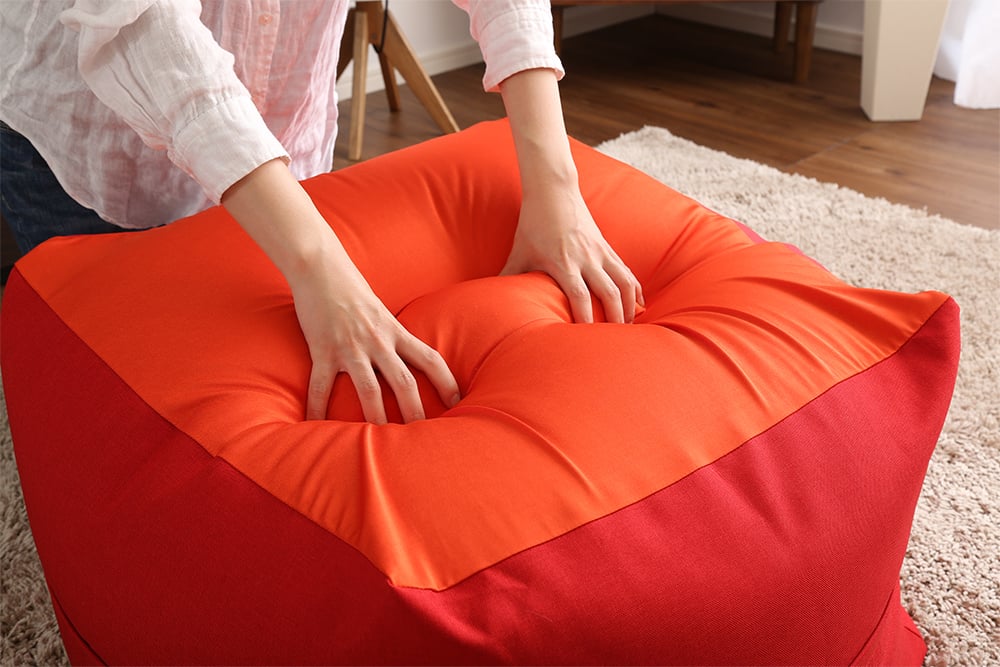 新着セール ビーズ クッション 幅135×奥行120×高さ22cm オレンジ