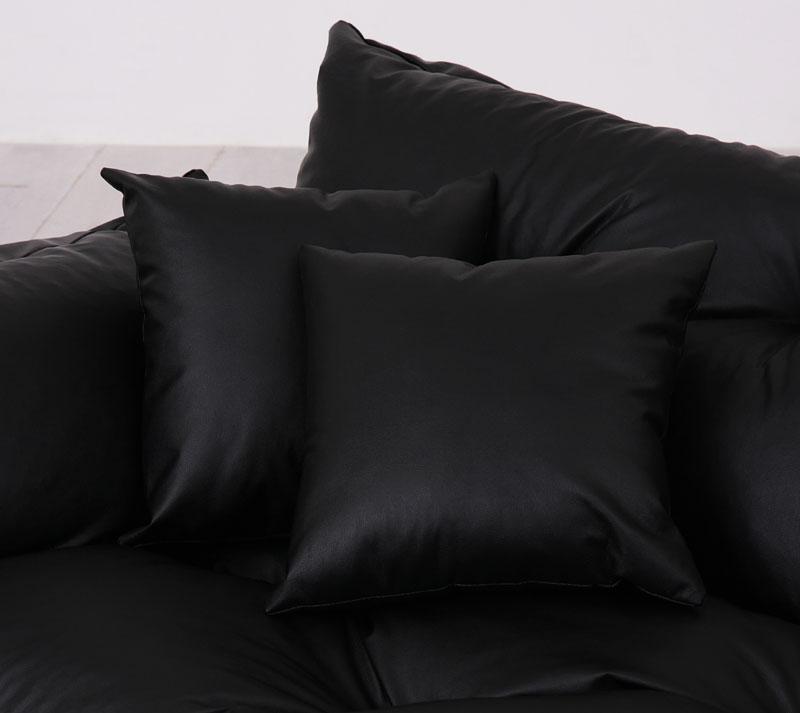 モダンデザイン 黒ソファ シンプルモダンシリーズ ハイバックフロアコーナーソファ BLACK