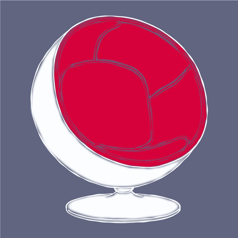 赤い曲線のチェアースペースエイジ はやぶさ@スペースエイジ