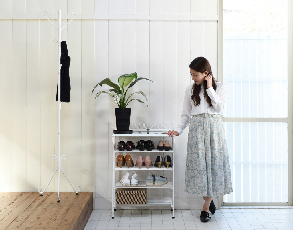 ロートアイアンシューズラック ブラック×ブラウン [4013]