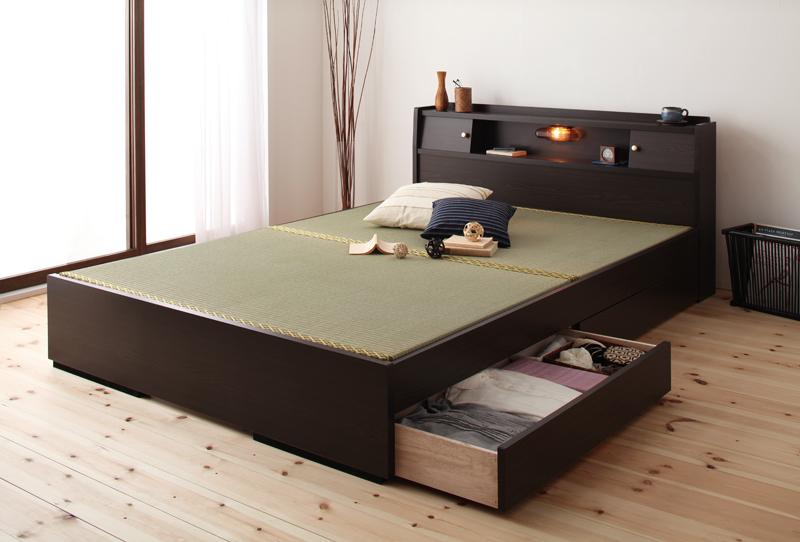 和風デザイン ベッドフレーム ダークブラウン たたみ 畳 畳ベッド
