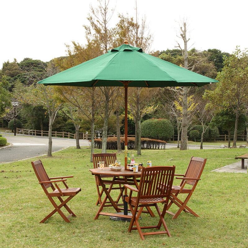 ガーデン 6点セット 約幅800mmテーブル×1チェアー×4パラソル×1