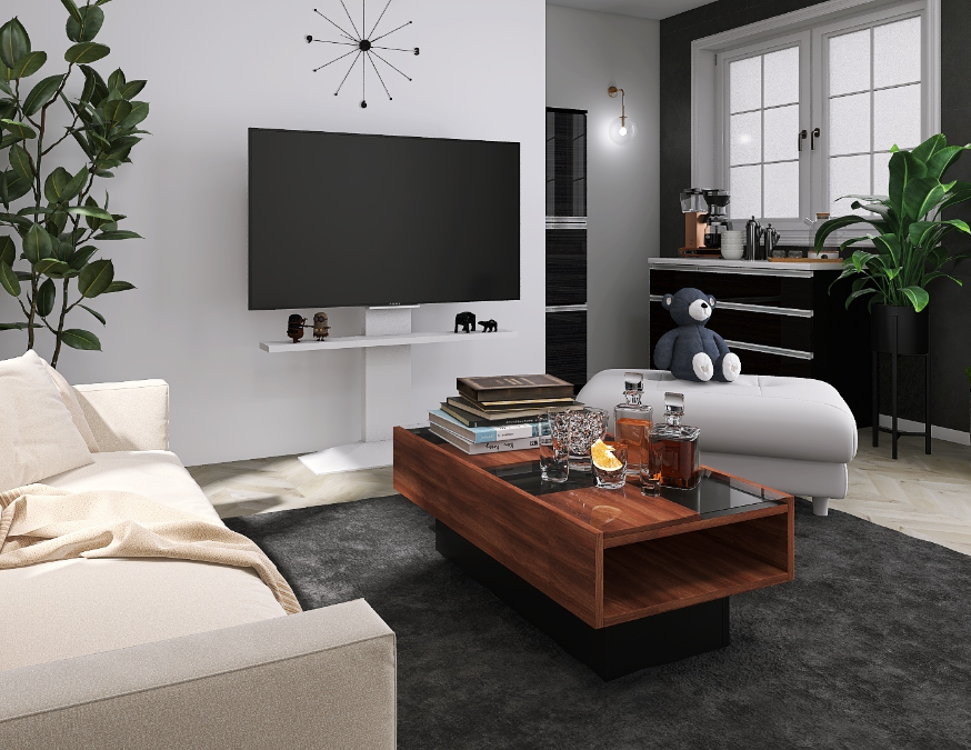 Wall ホワイト スタンド式テレビ台 円形ベース Wall ホワイト スタンド式テレビ台 円形ベース おしゃれな壁寄せテレビ