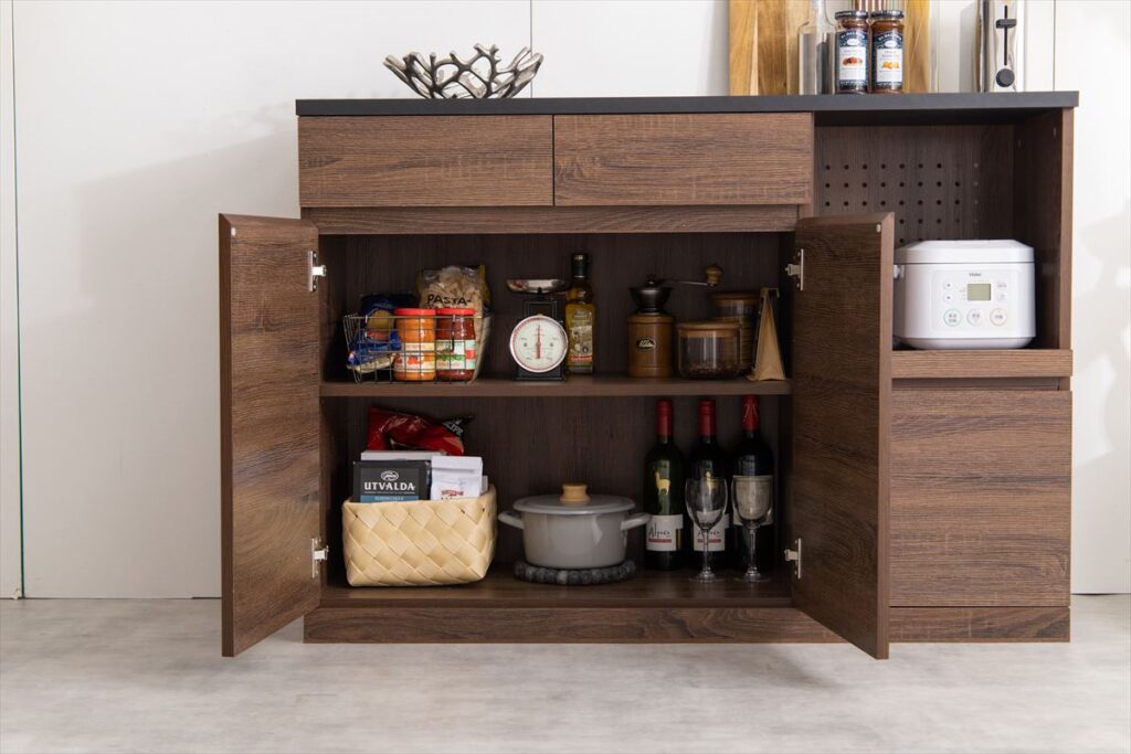 キッチンボード フロートスタイル ホワイト 180cm 吊戸棚 ラック 引出 収納 食器棚 カップボード | MARGIN CABINET EC
