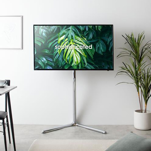 開放的な雰囲気を演出するシャープなシルエット テレビスタンド