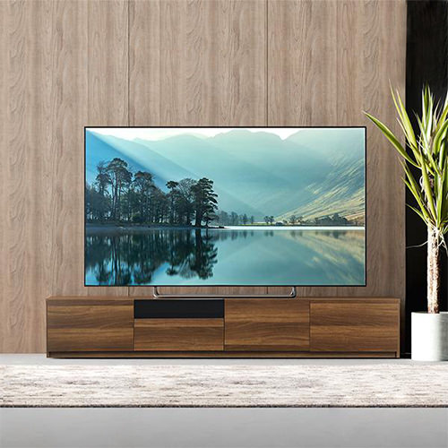背面収納 テレビボード 幅180cm (木目調・ガラス付タイプ)