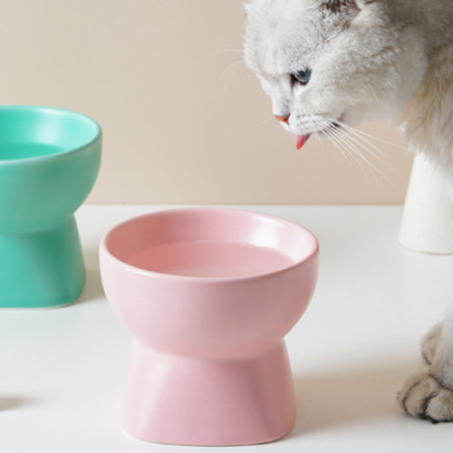 食べやすくてこぼれにくくてスタイリッシュ 陶器製 脚付フードボウル ピンク