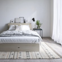 眠りの品質向上 キャビネットヘッドボード 収納ベッド ホワイト (ワイドダブル)