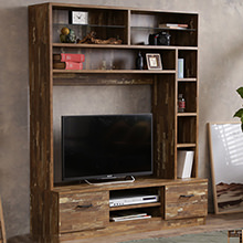 ゆとりあるお洒落空間を実現 寄木柄壁面収納付きテレビボード