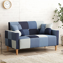 ファブリックネイビー 2人掛けソファ リクライニング　コンパクトソファ ソファー 2人掛け リクライニングソファ ソファ おしゃれ 日本製