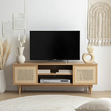天然素材を贅沢に使用した上品な仕上がり ラタンテレビボード 幅120cm