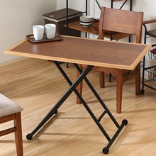 好きな高さに調節可能。木目調×ブラックのデザインがカッコいい 昇降テーブル