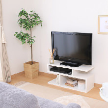 収納力もたっぷり S字型テレビ台 幅80cm (オークホワイト)