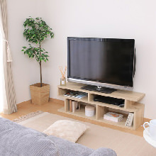収納力もたっぷり S字型テレビ台 幅120cm (オーク)