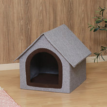 可愛らしいデザインの 三角屋根ペットハウス Lサイズ (グレー)