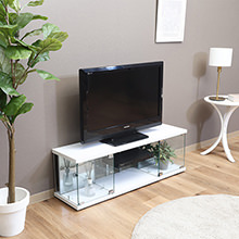 見せる収納 スタイリッシュなお部屋に ガラスコレクションTVボード ホワイト