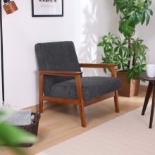 北欧風でレトロ感ある 厚手ファブリックソファ 1人掛け グレー