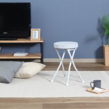 [4個セット] コンパクトで場所を取らない 折りたたみスツール グレー
