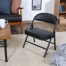 [4個セット] 座りやすい座面 折りたたみチェア ロータイプワイドPU ブラック