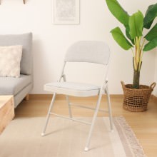 [2個セット] 疲れにくい座面 折りたたみチェア クッション付き グレー