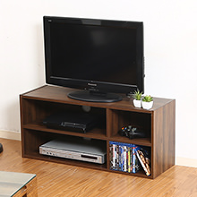 散らかるテレビ周りをすっきり整理できる ＴＶラック 幅89cm ミディアムブラウン