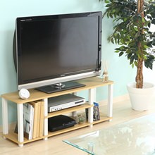 ホワイトの支柱とナチュラルな木目調の天板が爽やか TVラック