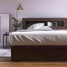 寛ぎの形  フランスベッド 収納棚・ライト付き 引出し収納ベッド ウォールナット (セミダブル)