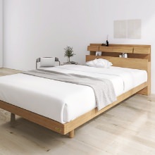 極上の眠り  フランスベッド 照明・棚付きモダンデザイン すのこベッド チェリー (ダブル)
