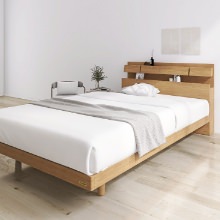 極上の眠り フランスベッド 照明・棚付きモダンデザイン すのこベッド チェリー (ダブル)