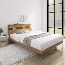 極上の眠り  フランスベッド 照明・棚付きモダンデザイン すのこベッド チェリー (シングル)