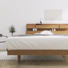 極上の眠り  フランスベッド 照明・棚付きモダンデザイン すのこベッド チェリー (セミダブル)